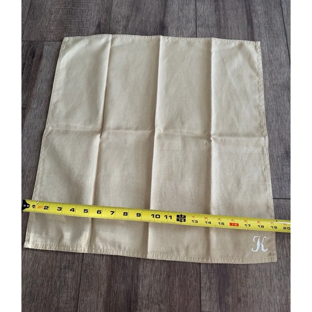 Lauren Ralph Lauren Gold Herringbone Cloth Dinner Napkin Monogrammed Letter K